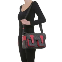 Borsa Donna Messenger Multitasche POLLINI Linea Heritage Logo Classic Nero e Lacca