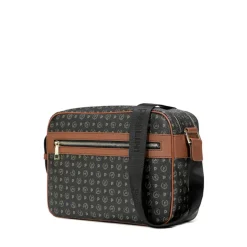 Borsa Donna Messenger POLLINI Linea Heritage Logo Classic Nero e Marrone