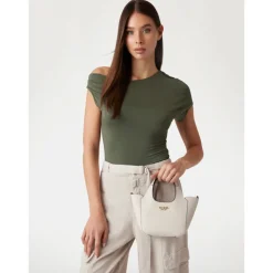 Borsa Donna Mini a Mano GUESS Linea Helina Mini colore Bone