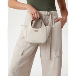 Borsa Donna Mini a Mano GUESS Linea Helina Mini colore Bone
