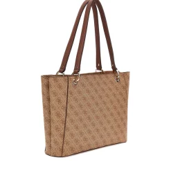 Borsa Donna Shopper a Spalla GUESS Linea Noelle colore Latte Logo - Brown