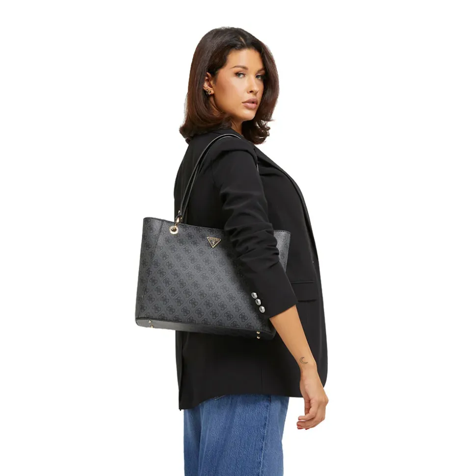 Borsa Donna Shopper a Spalla GUESS Linea Noelle colore Coal Logo