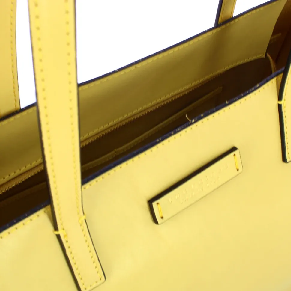 Borsa Donna Shopper THE BRIDGE Linea Mirra in Pelle Giallo Banana