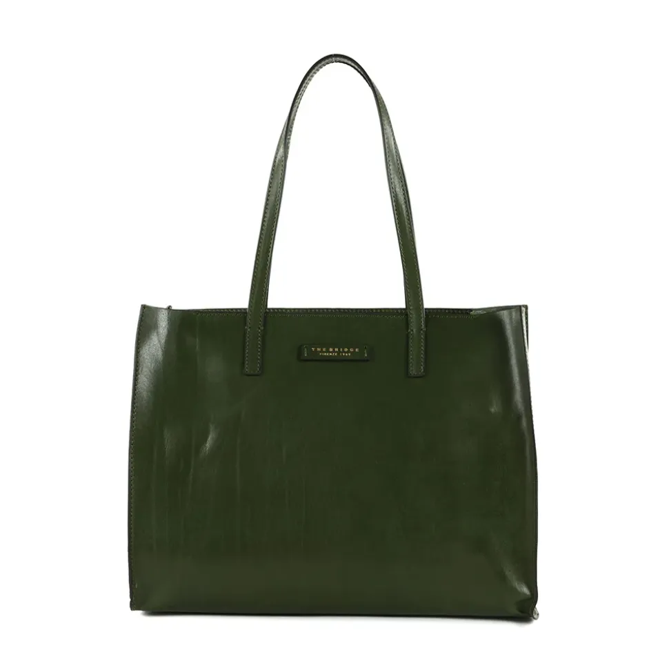 Borsa Donna Shopper THE BRIDGE Linea Mirra in Pelle Verde Timo