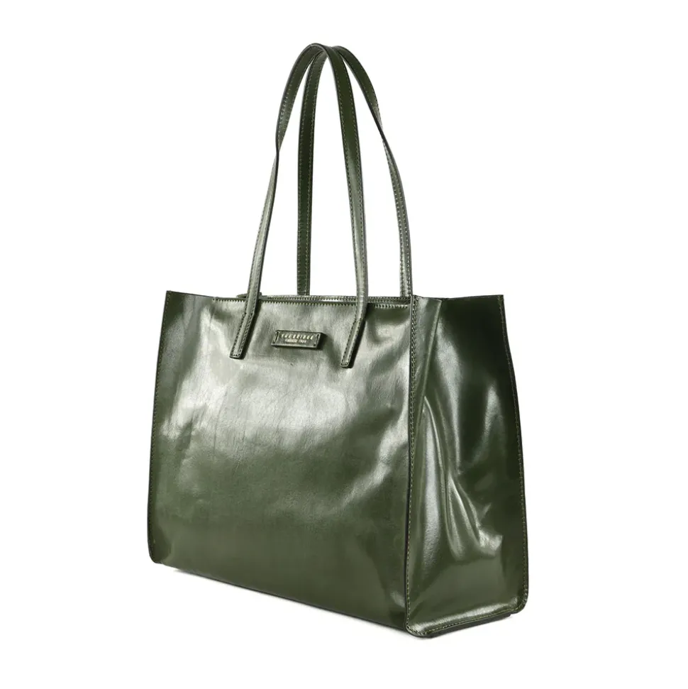 Borsa Donna Shopper THE BRIDGE Linea Mirra in Pelle Verde Timo