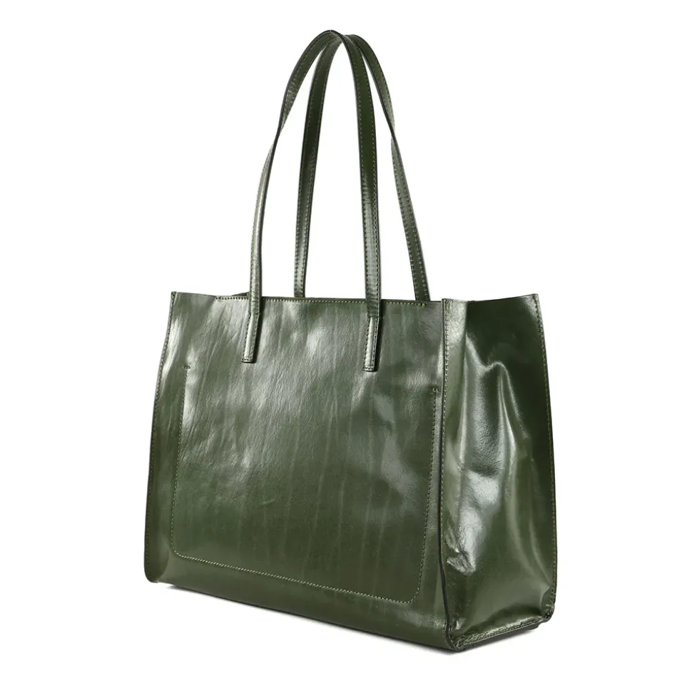 Borsa Donna Shopper THE BRIDGE Linea Mirra in Pelle Verde Timo