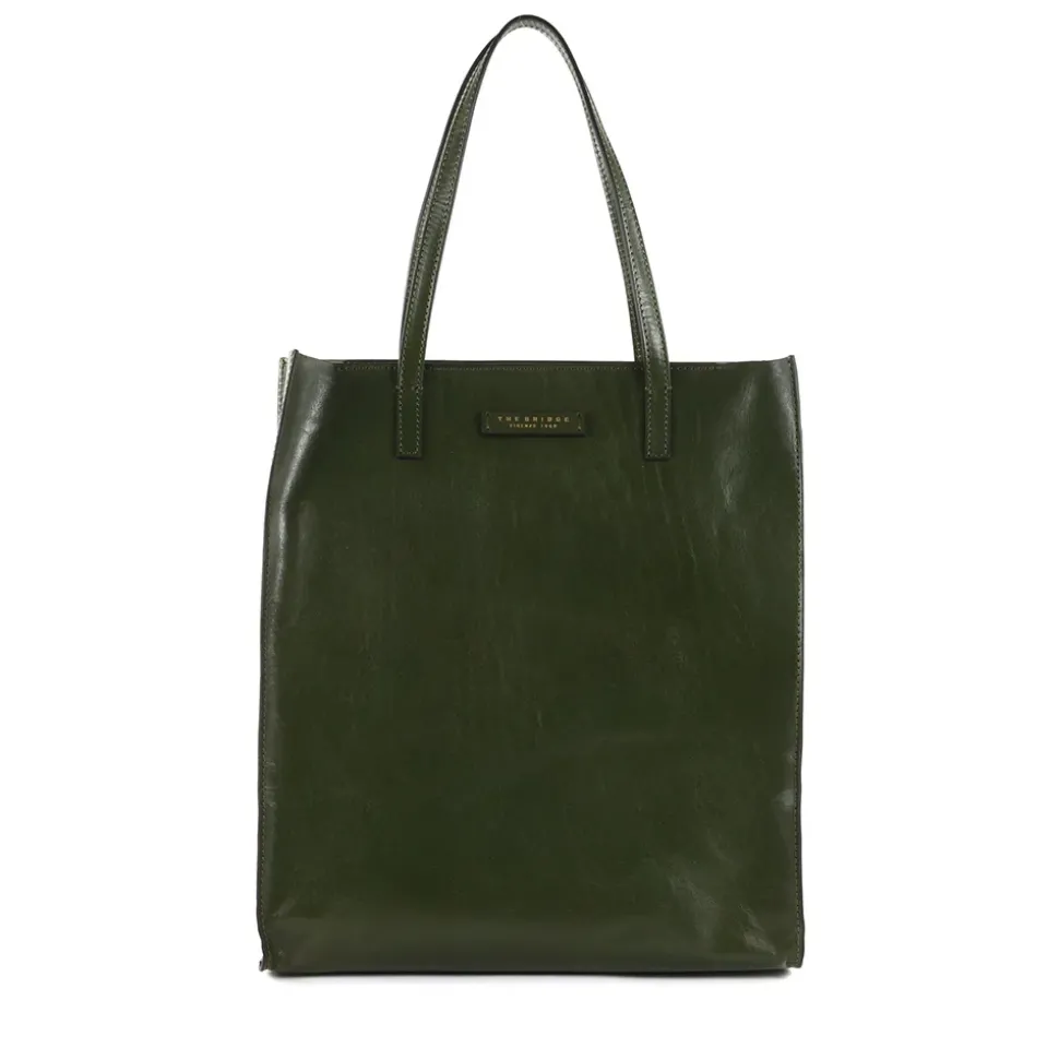 Borsa Donna Shopper Verticale THE BRIDGE linea Mirra in Pelle Verde Timo