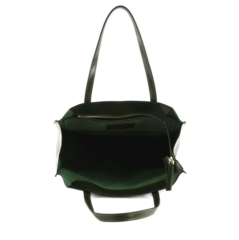 Borsa Donna Shopper Verticale THE BRIDGE linea Mirra in Pelle Verde Timo