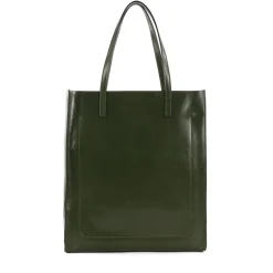 Borsa Donna Shopper Verticale THE BRIDGE linea Mirra in Pelle Verde Timo