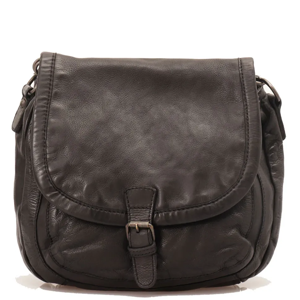 Borsa Donna Stondata a Spalla e Tracolla GIANNI CONTI in Pelle Liscia Nera