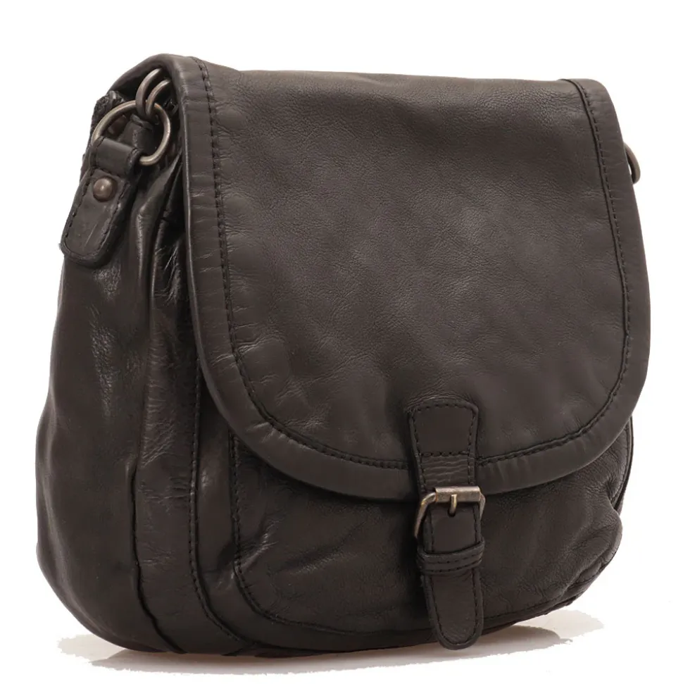 Borsa Donna Stondata a Spalla e Tracolla GIANNI CONTI in Pelle Liscia Nera