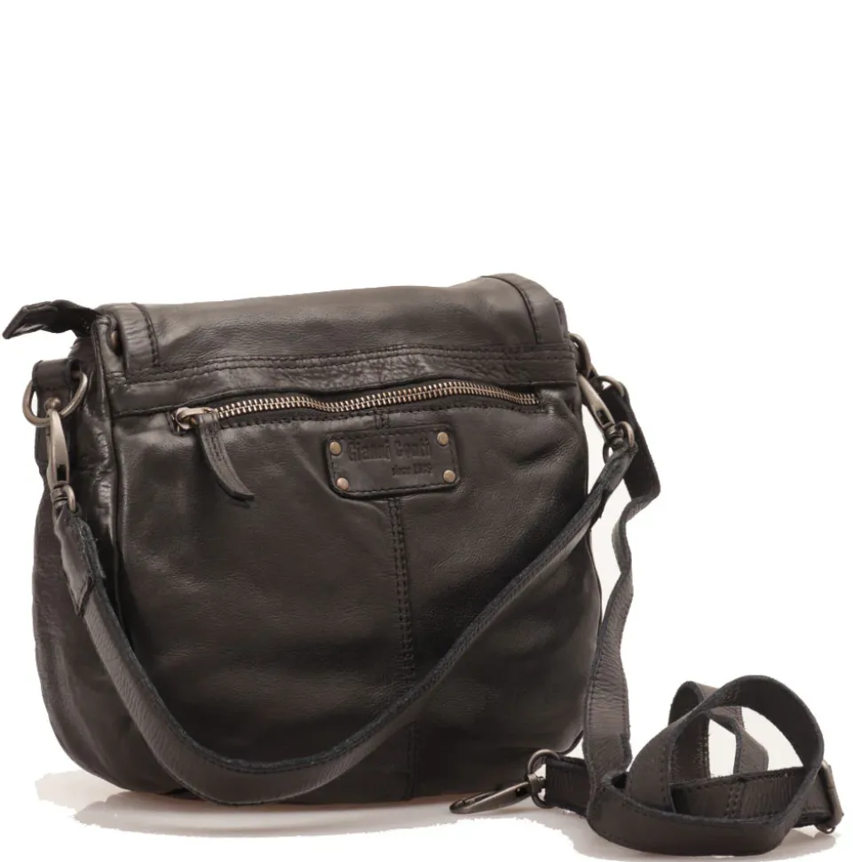 Borsa Donna Stondata a Spalla e Tracolla GIANNI CONTI in Pelle Liscia Nera