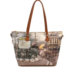 Borsa Donna Y NOT a Spalla YES-396 Stampa Metrò Paris