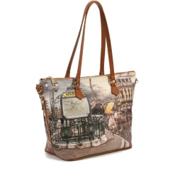 Borsa Donna Y NOT a Spalla YES-396 Stampa Metrò Paris