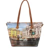 Borsa Donna Y NOT a Spalla YES-396 Stampa Rainbow Rome