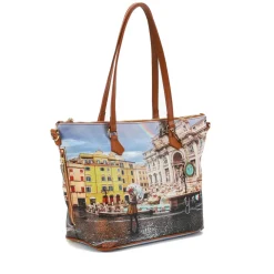Borsa Donna Y NOT a Spalla YES-396 Stampa Rainbow Rome