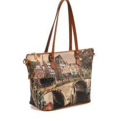 Borsa Donna Y NOT a Spalla YES-396 Stampa Autumn River