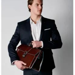 Borsa Dottore PIQUADRO in Pelle Mogano Linea Blue Square - CA2007B2