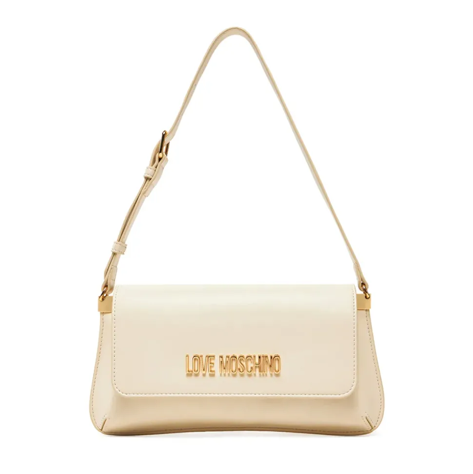 Borsa Piatta a Spalla LOVE MOSCHINO linea Lettering Logo Avorio