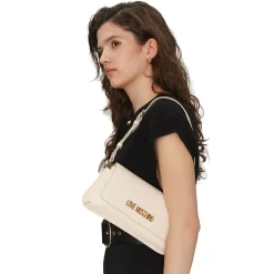 Borsa Piatta a Spalla LOVE MOSCHINO linea Lettering Logo Avorio