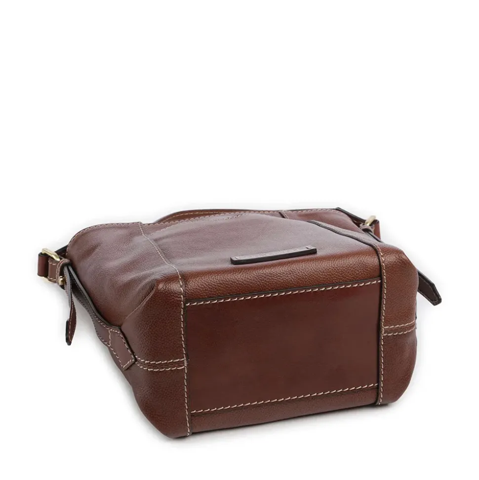 Borsa Secchiello a Mano THE BRIDGE linea Gemma in Pelle Marrone