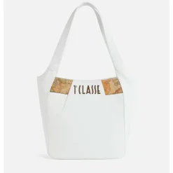 Borsa Sottospalla 1A Classe Alviero Martini linea Geo Mirage in Tessuto Gommato Bianco LC66