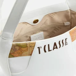Borsa Sottospalla 1A Classe Alviero Martini linea Geo Mirage in Tessuto Gommato Bianco LC66