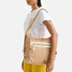 Borsa Sottospalla Doppia Portabilità 1A Classe Alviero Martini linea Social Fusion Geo Classic e Avorio LC01