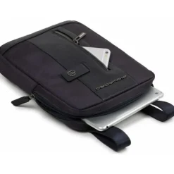 Borsello Organizzato Piquadro in Tessuto e Pelle di Colore Blu Porta iPad - CA1816BR2 Linea Brief