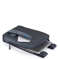 Borsello Uomo PIQUADRO a Tracolla con porta iPadmini - CA3084P16 in Tessuto Chevron - Nero