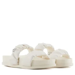 Ciabatte Donna ARMANI EXCHANGE con Doppia Fascia Imbottita Colore Off White