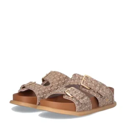 Ciabatte Doppia Fascia LIU JO Loren 09 in Denim stampa Monogram Beige