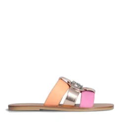 Ciabatte Flat LIU JO Saba 08 in Pelle e Suede con Inserti Metallizzati Cipria Salmon e Pink