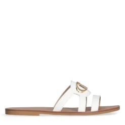 Ciabatte Flat LIU JO Saba 11 in Pelle Bianca con Maxi Logo