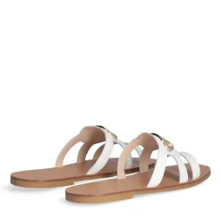 Ciabatte Flat LIU JO Saba 11 in Pelle Bianca con Maxi Logo