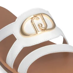 Ciabatte Flat LIU JO Saba 11 in Pelle Bianca con Maxi Logo