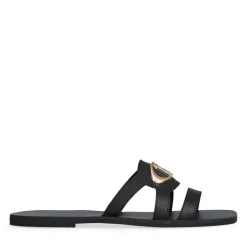 Ciabatte Flat LIU JO Saba 11 in Pelle Nera con Maxi Logo