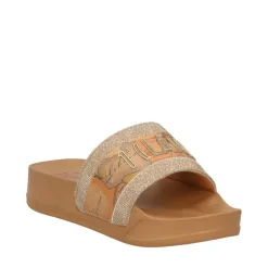 Ciabatte Platform 1A Classe Alviero Martini in Gomma color Cuoio con Fascia Lurex Platino 2201