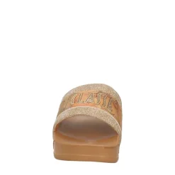 Ciabatte Platform 1A Classe Alviero Martini in Gomma color Cuoio con Fascia Lurex Platino 2201