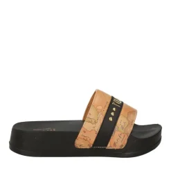 Ciabatte Platform 1A Classe Alviero Martini in Gomma Nera con Fascia Geo Classic 2200