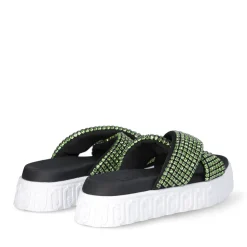 Ciabatte Platform Donna LIU JO Lovely Sandal 02 Nere con Strass Verdi