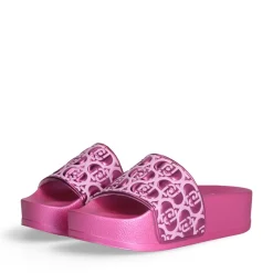 Ciabatte Platform in Gomma LIU JO Mykonos 01 con Fascia Logata Metallic Dark Pink