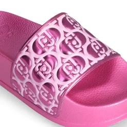 Ciabatte Platform in Gomma LIU JO Mykonos 01 con Fascia Logata Metallic Dark Pink