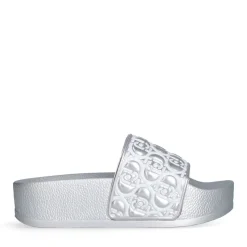 Ciabatte Platform in Gomma LIU JO Mykonos 01 con Fascia Logata Metallic Silver