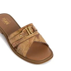 Ciabattina Flat 1A Classe Alviero Martini in Eco Nappa stampa Geo Classic con Logo 1082