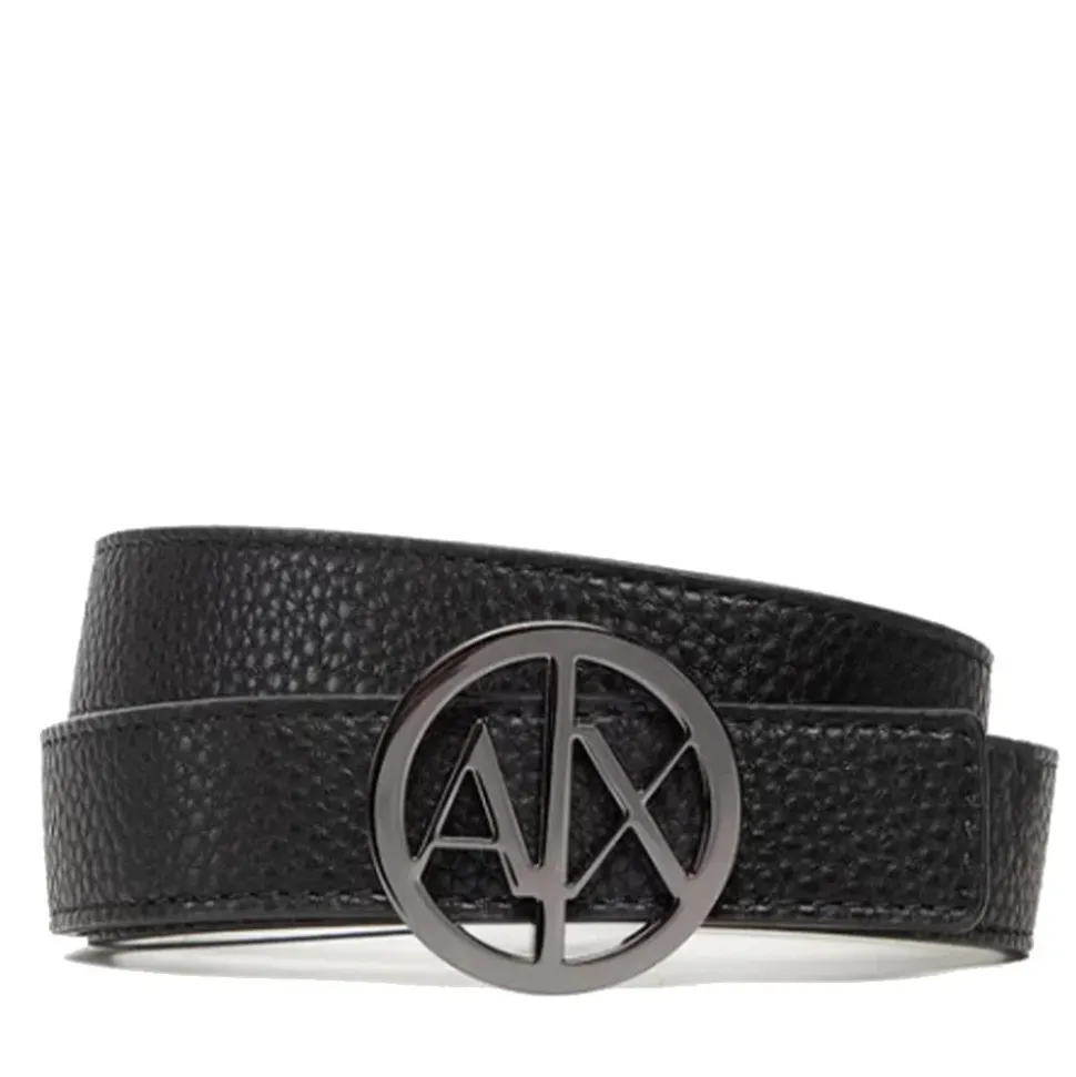 Cintura Donna ARMANI EXCHANGE Reversibile con Fibbia Tonda Colore Nero - Bianco