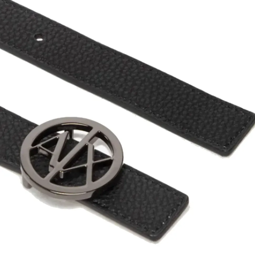 Cintura Donna ARMANI EXCHANGE Reversibile con Fibbia Tonda Colore Nero - Bianco