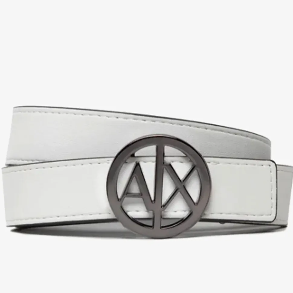 Cintura Donna ARMANI EXCHANGE Reversibile con Fibbia Tonda Colore Nero - Bianco