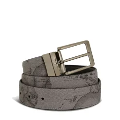 Cintura Uomo Double Face h 3,5 cm 1A Classe Alviero Martini stampa Geo Dark e Pelle Nera A485