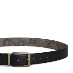 Cintura Uomo Double Face h 3,5 cm 1A Classe Alviero Martini stampa Geo Dark e Pelle Nera A485